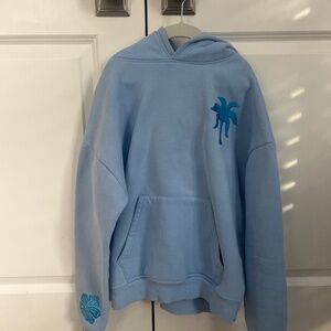 “Everything Comes in Waves” Pink Palm Puff Hoodie